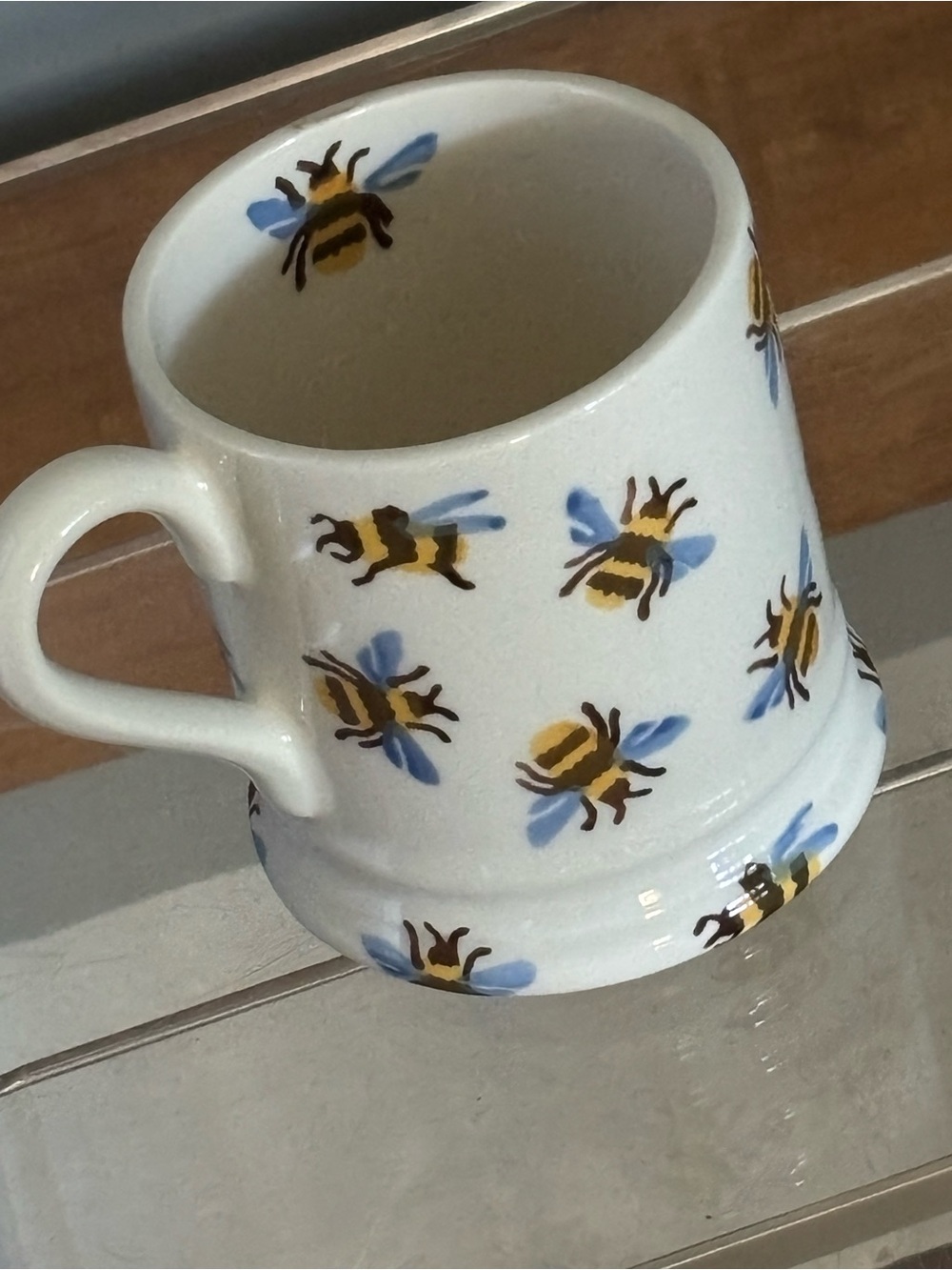 Emma Bridgewater.  England White Ceramic Bee-Print Mug